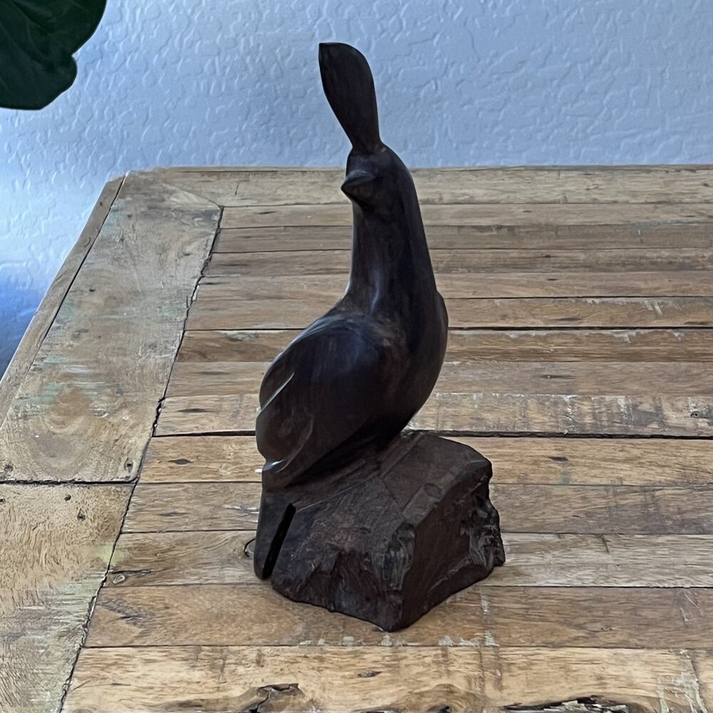 Vintage Ironwood Quail Wood Statue Bird Sculpture Figurine Hand Carved Folk Art